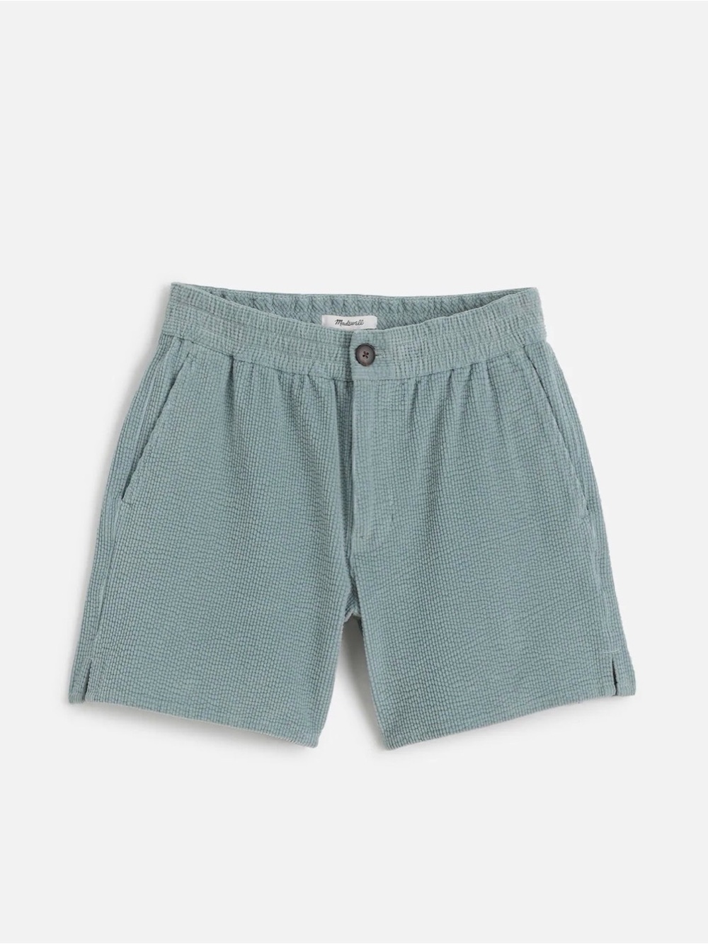 Madewell Men's Waffle-Knit Shorts in Sage Green